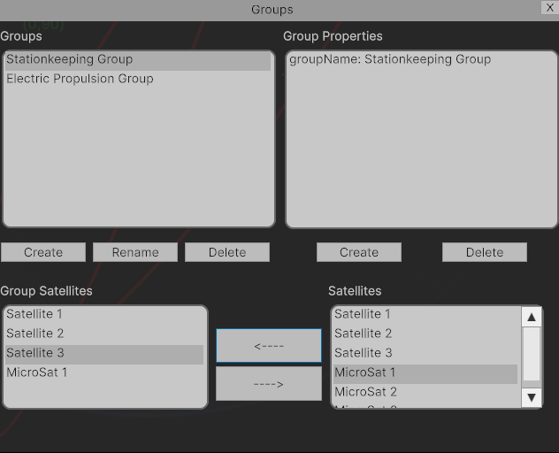 Groups window
