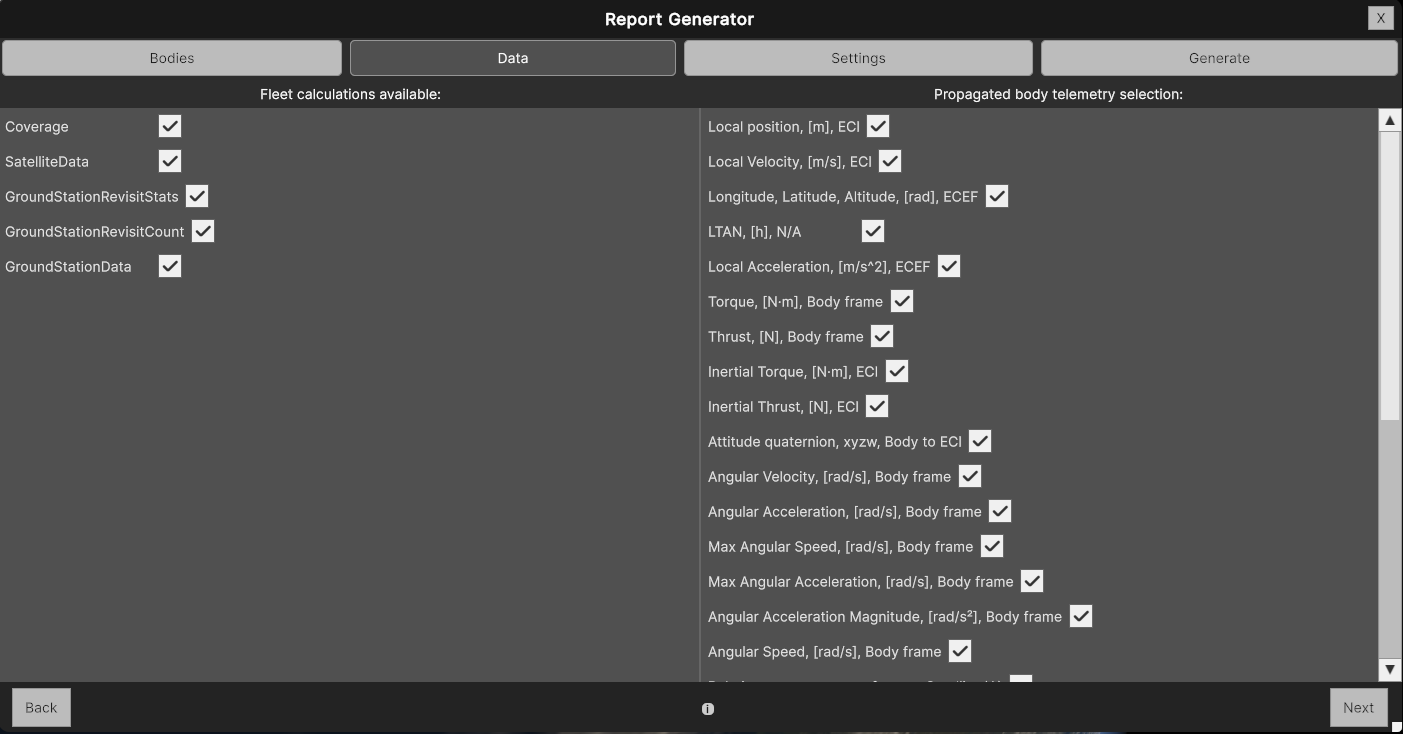 Data view of report generator