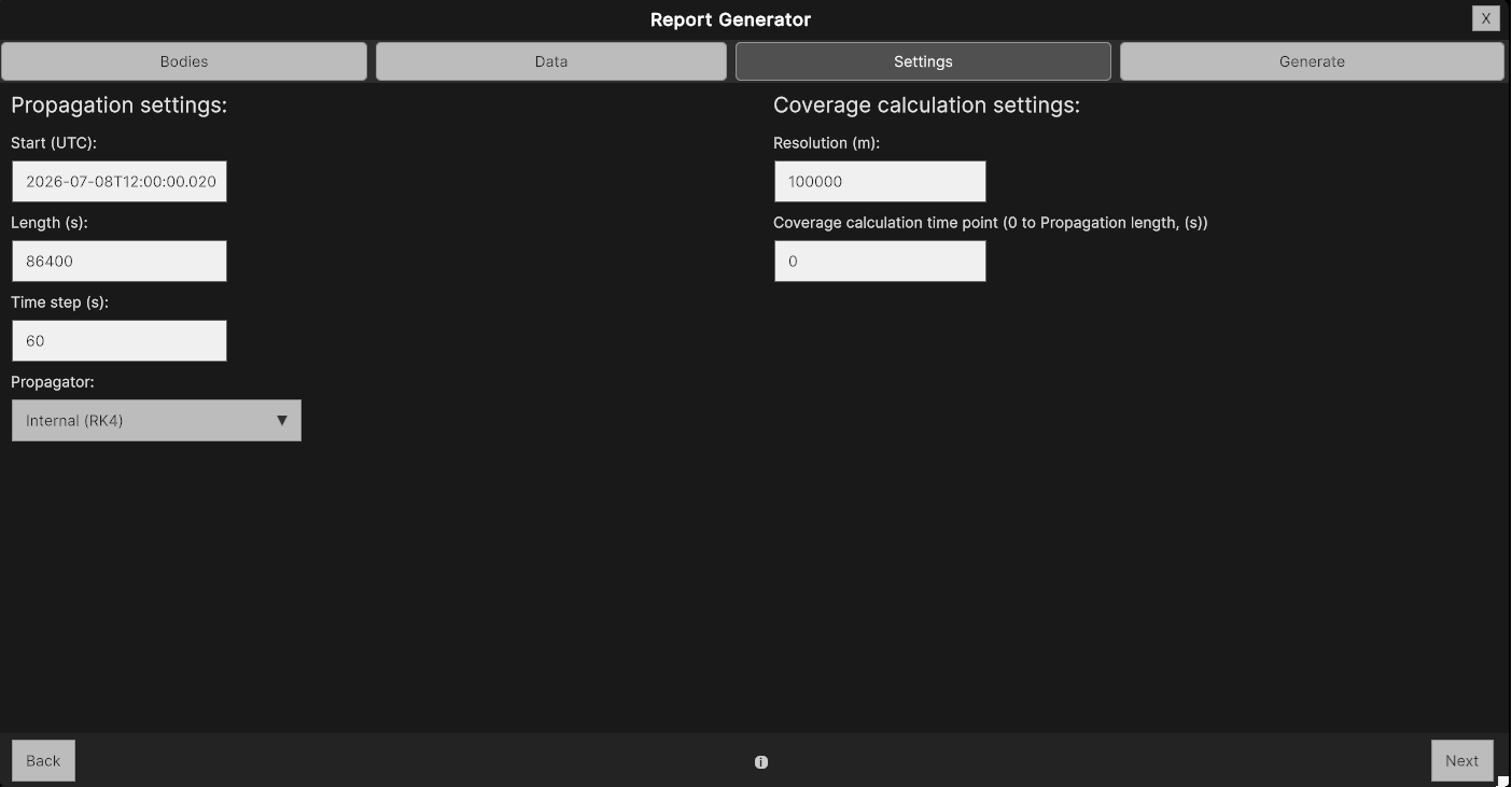 Report generator settings